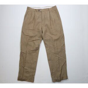 Vtg 90s Streetwear Mens 38x32 Rayon Gabardine Linen Blend Wide Leg Chino Pants